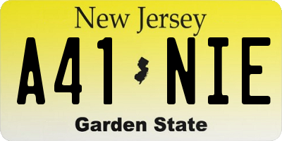 NJ license plate A41NIE