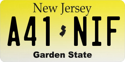 NJ license plate A41NIF