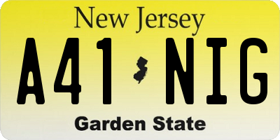 NJ license plate A41NIG