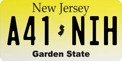 NJ license plate A41NIH