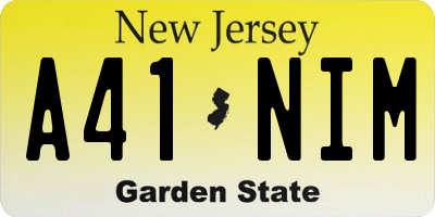 NJ license plate A41NIM