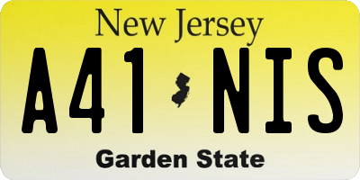 NJ license plate A41NIS