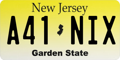 NJ license plate A41NIX