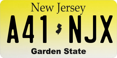 NJ license plate A41NJX