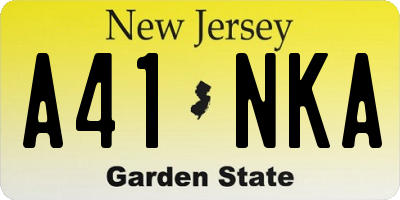 NJ license plate A41NKA