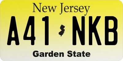 NJ license plate A41NKB