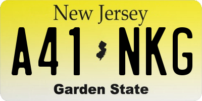 NJ license plate A41NKG