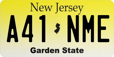 NJ license plate A41NME