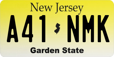 NJ license plate A41NMK