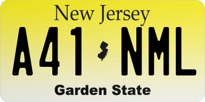 NJ license plate A41NML