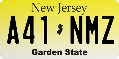 NJ license plate A41NMZ