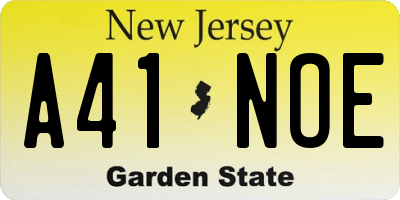 NJ license plate A41NOE