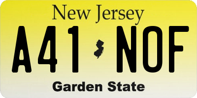 NJ license plate A41NOF