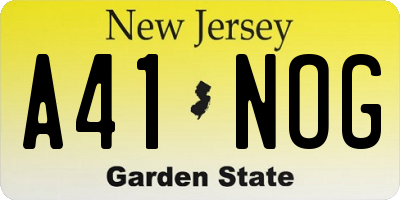 NJ license plate A41NOG