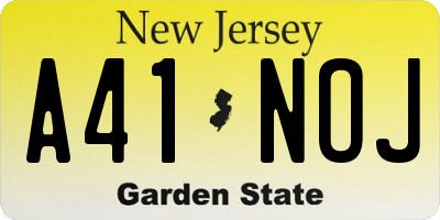 NJ license plate A41NOJ
