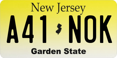 NJ license plate A41NOK