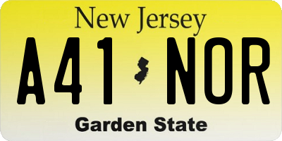 NJ license plate A41NOR
