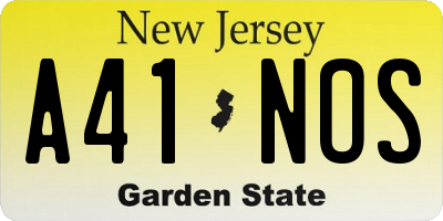 NJ license plate A41NOS