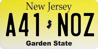 NJ license plate A41NOZ