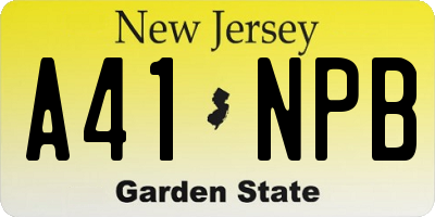 NJ license plate A41NPB