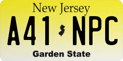 NJ license plate A41NPC
