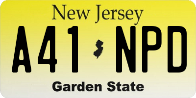 NJ license plate A41NPD