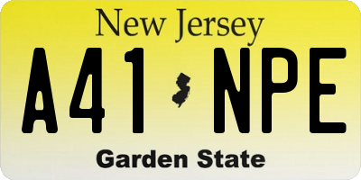NJ license plate A41NPE