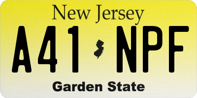 NJ license plate A41NPF