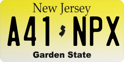 NJ license plate A41NPX