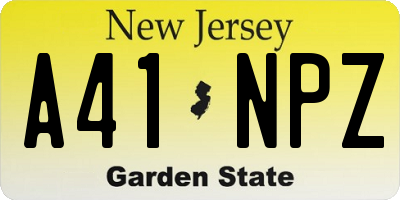 NJ license plate A41NPZ