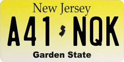 NJ license plate A41NQK