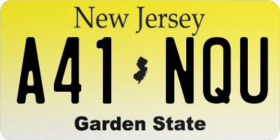 NJ license plate A41NQU