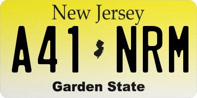 NJ license plate A41NRM
