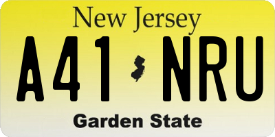 NJ license plate A41NRU