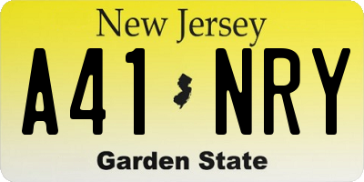 NJ license plate A41NRY