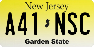 NJ license plate A41NSC