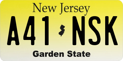 NJ license plate A41NSK