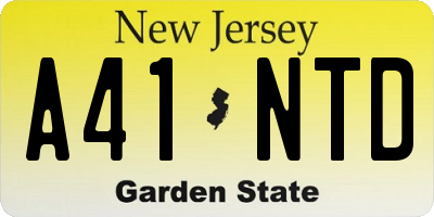 NJ license plate A41NTD
