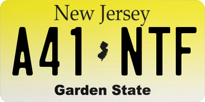 NJ license plate A41NTF
