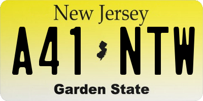 NJ license plate A41NTW