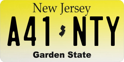 NJ license plate A41NTY