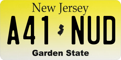 NJ license plate A41NUD