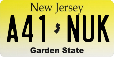 NJ license plate A41NUK