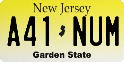 NJ license plate A41NUM