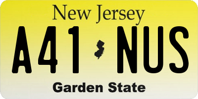 NJ license plate A41NUS