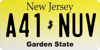 NJ license plate A41NUV
