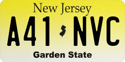 NJ license plate A41NVC
