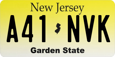 NJ license plate A41NVK
