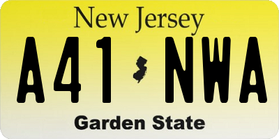 NJ license plate A41NWA