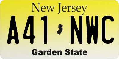 NJ license plate A41NWC